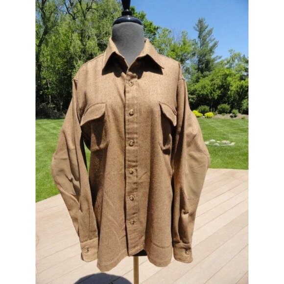 Vintage Men’s Countess Mara 100% Wool Long Sleeve Shirt Herringbone Large - Picture 1 of 10